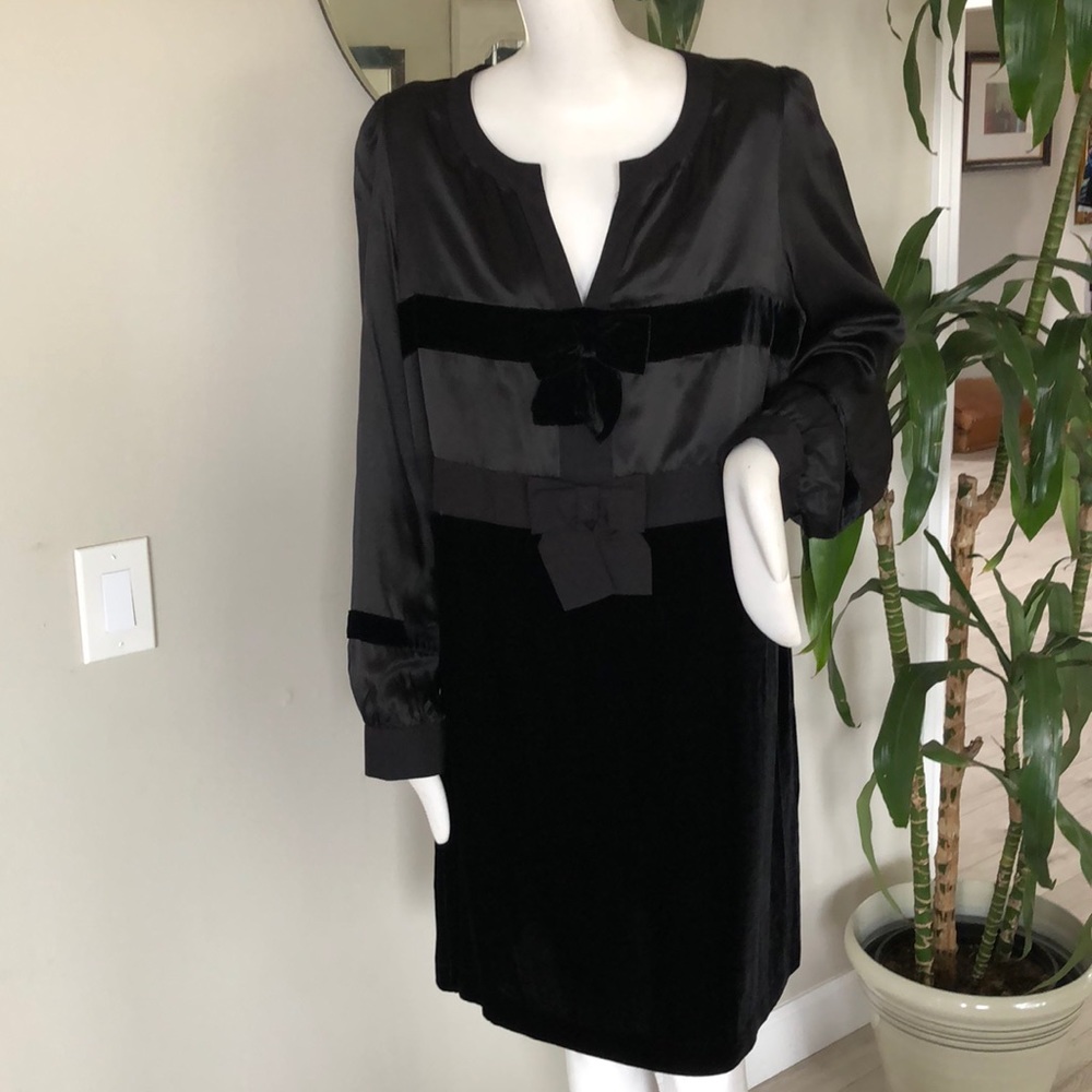 See by Chloe Velvet silk long sleeve shift dress